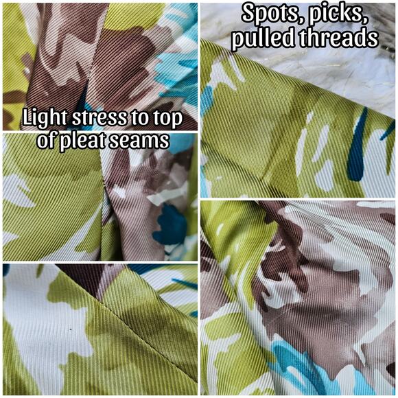 Floral Silk A-Line Skirt Talbots Size 4 Green Blue Brown Pleated Roses Flowers - Picture 5 of 8